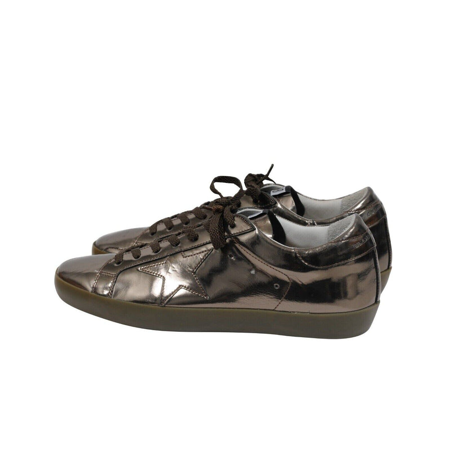 Golden Goose Mens Superstar Sneakers US 8 EU 41 Bronze Brown Metallic Leather Golden Goose 