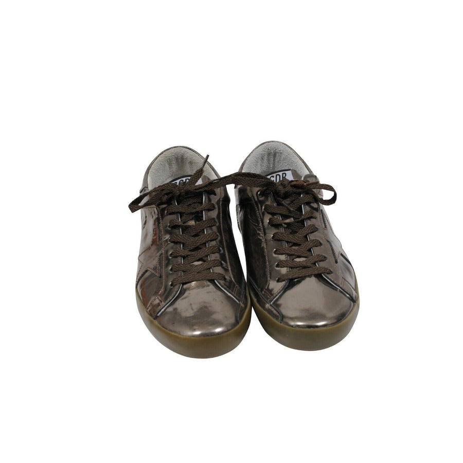 Golden Goose Mens Superstar Sneakers US 8 EU 41 Bronze Brown Metallic Leather Golden Goose 