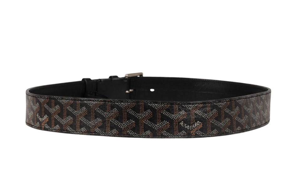Goyard Mens Florida Belt 95 31 32 Black Goyardine Canvas Leather 5 Hole GOYARD 