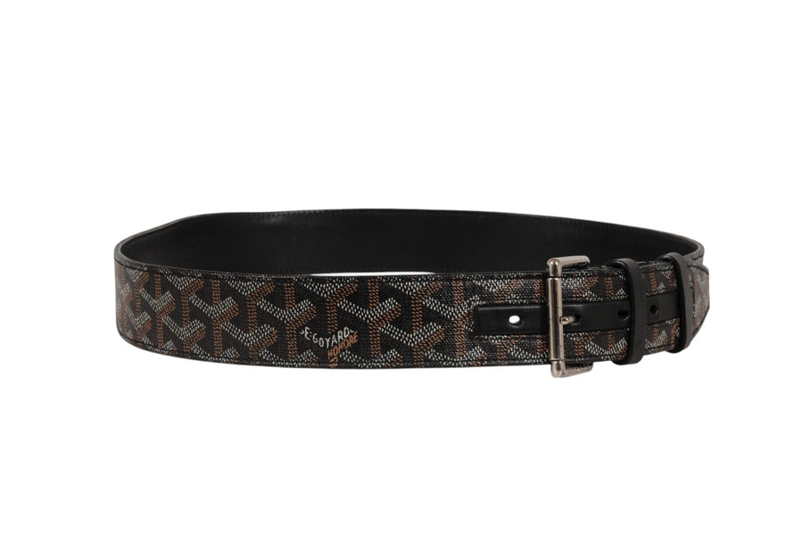 Goyard Mens Florida Belt 95 31 32 Black Goyardine Canvas Leather 5 Hole GOYARD 