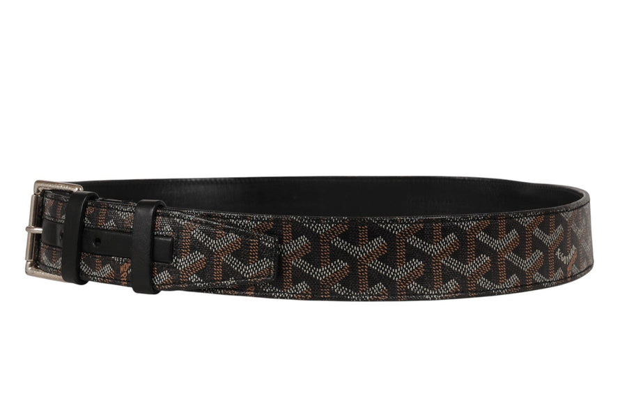 Goyard Mens Florida Belt 95 31 32 Black Goyardine Canvas Leather 5 Hole GOYARD 