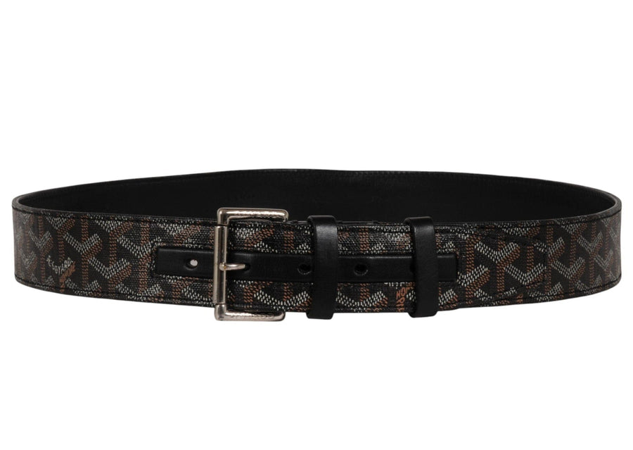 Goyard Mens Florida Belt 95 31 32 Black Goyardine Canvas Leather 5 Hole GOYARD 