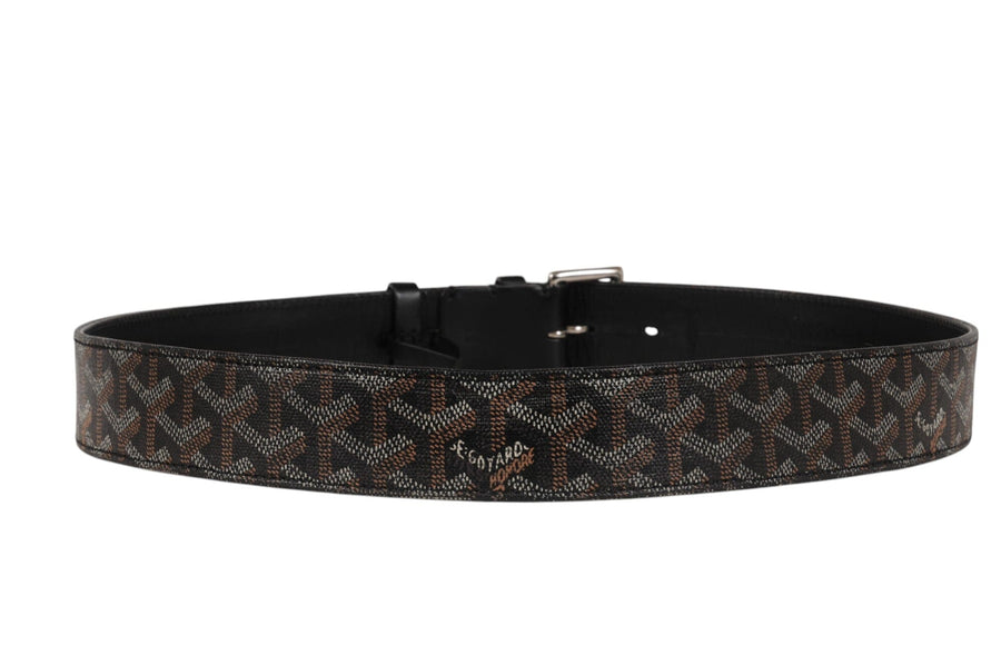 Goyard Mens Florida Belt 95 31 32 Black Goyardine Canvas Leather 5 Hole GOYARD 