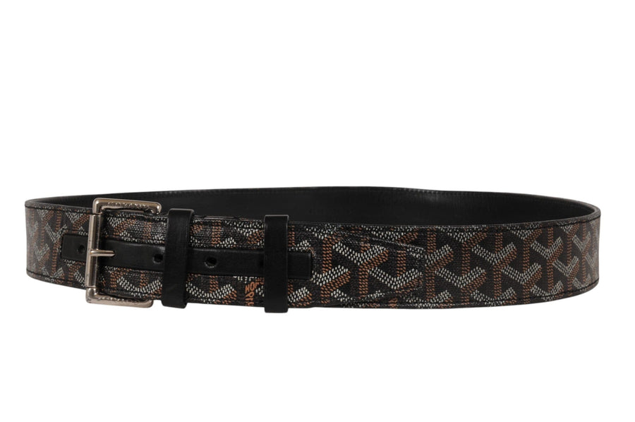 Goyard Mens Florida Belt 95 31 32 Black Goyardine Canvas Leather 5 Hole GOYARD 