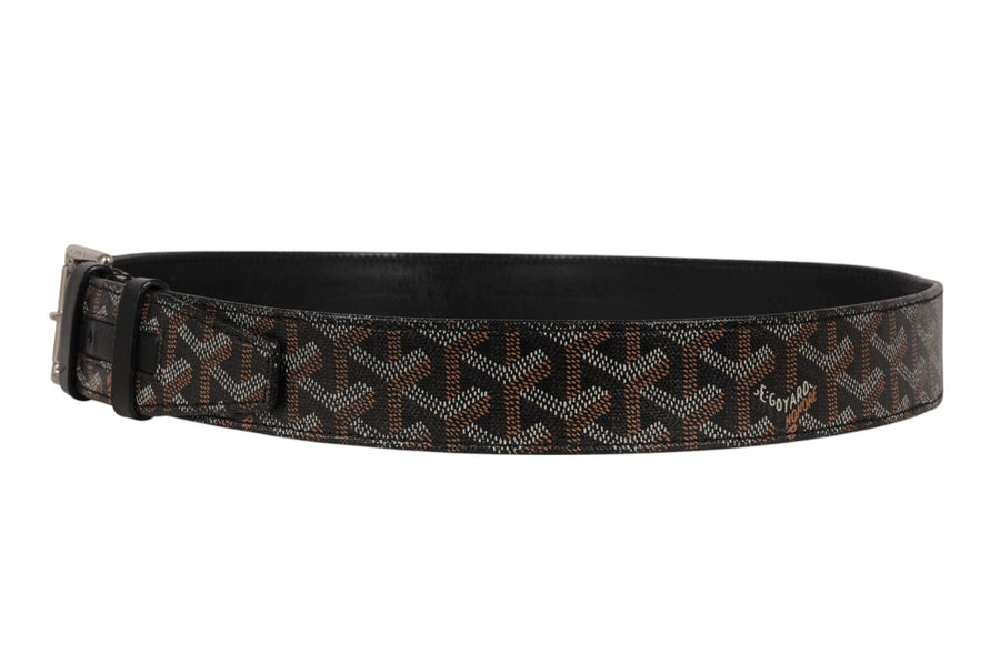 Goyard Mens Florida Belt 95 31 32 Black Goyardine Canvas Leather 5 Hole GOYARD 