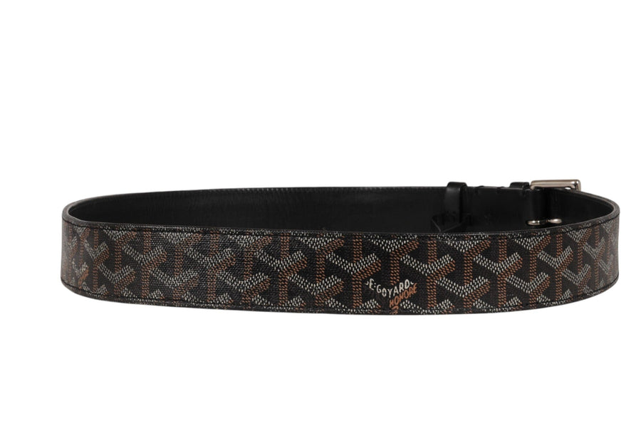 Goyard Mens Florida Belt 95 31 32 Black Goyardine Canvas Leather 5 Hole GOYARD 