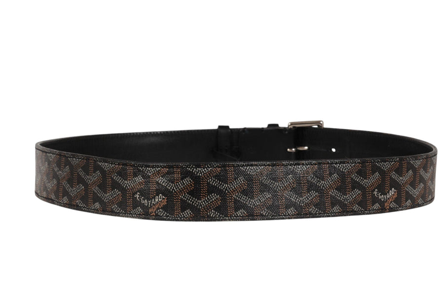 Goyard Mens Florida Belt 95 31 32 Black Goyardine Canvas Leather 5 Hole GOYARD 