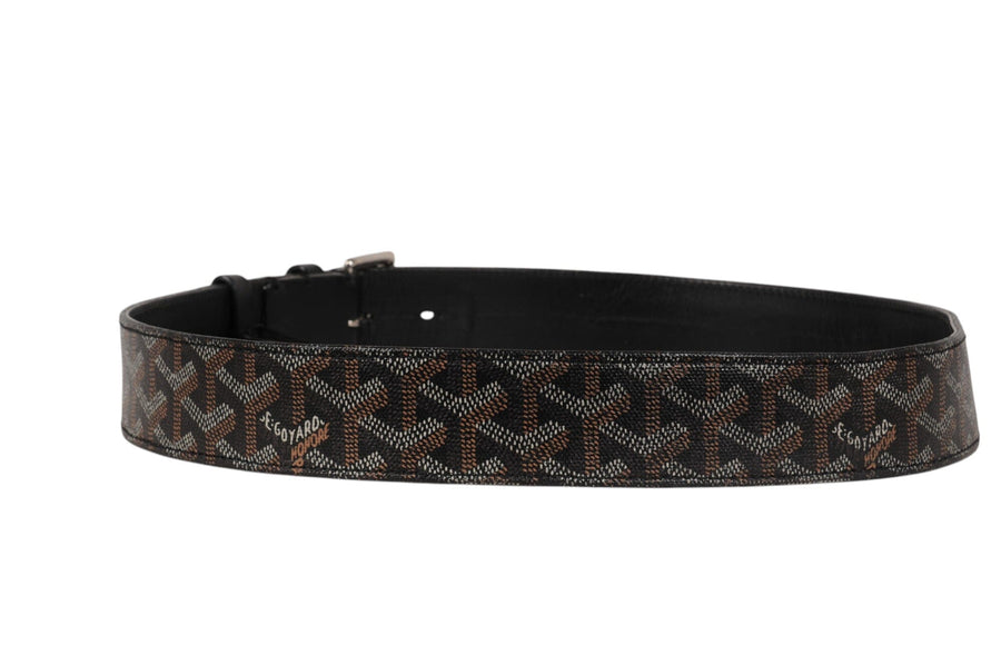 Goyard Mens Florida Belt 95 31 32 Black Goyardine Canvas Leather 5 Hole GOYARD 