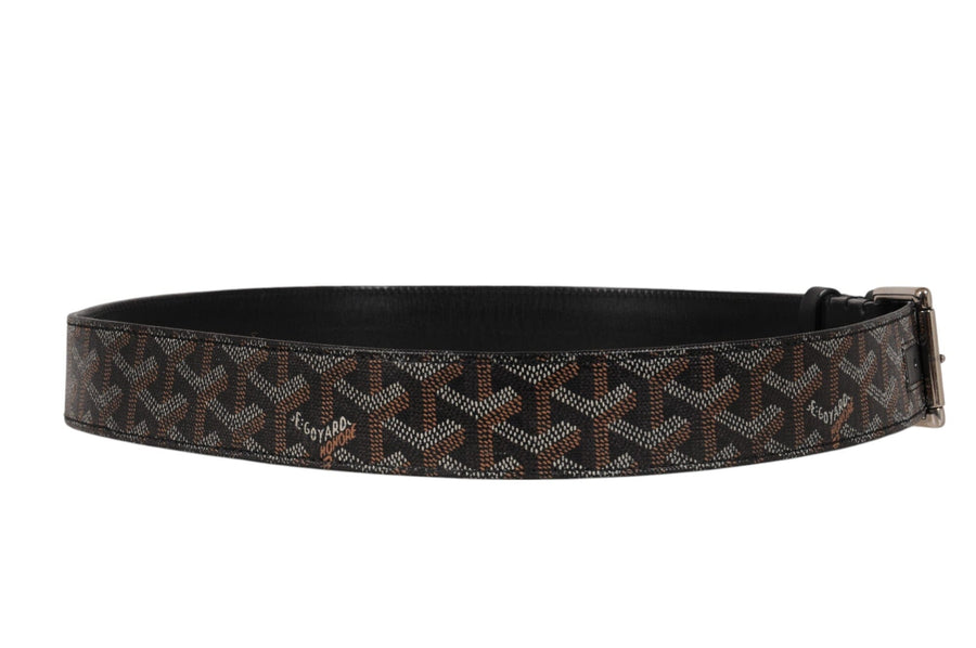 Goyard Mens Florida Belt 95 31 32 Black Goyardine Canvas Leather 5 Hole GOYARD 