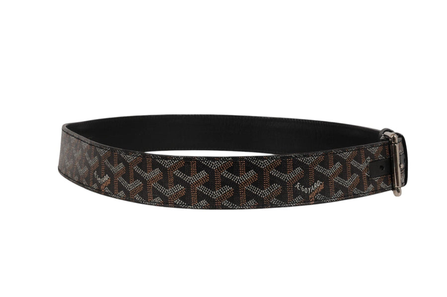 Goyard Mens Florida Belt 95 31 32 Black Goyardine Canvas Leather 5 Hole GOYARD 