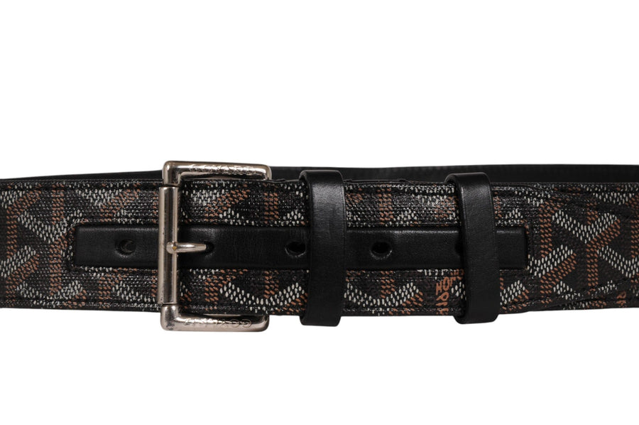 Goyard Mens Florida Belt 95 31 32 Black Goyardine Canvas Leather 5 Hole GOYARD 