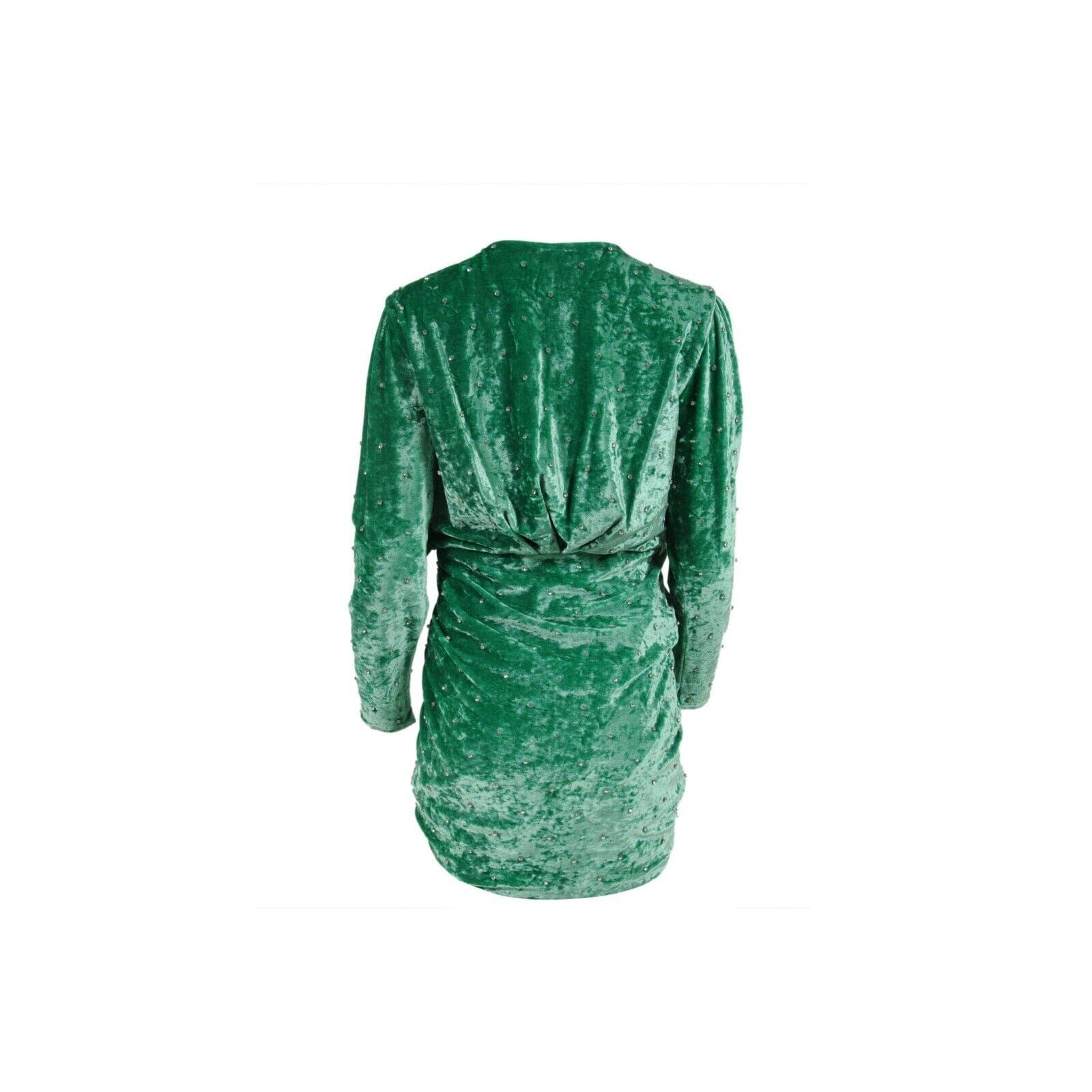 Green Crushed Velvet Crystal Embellished Romper Mini Dress