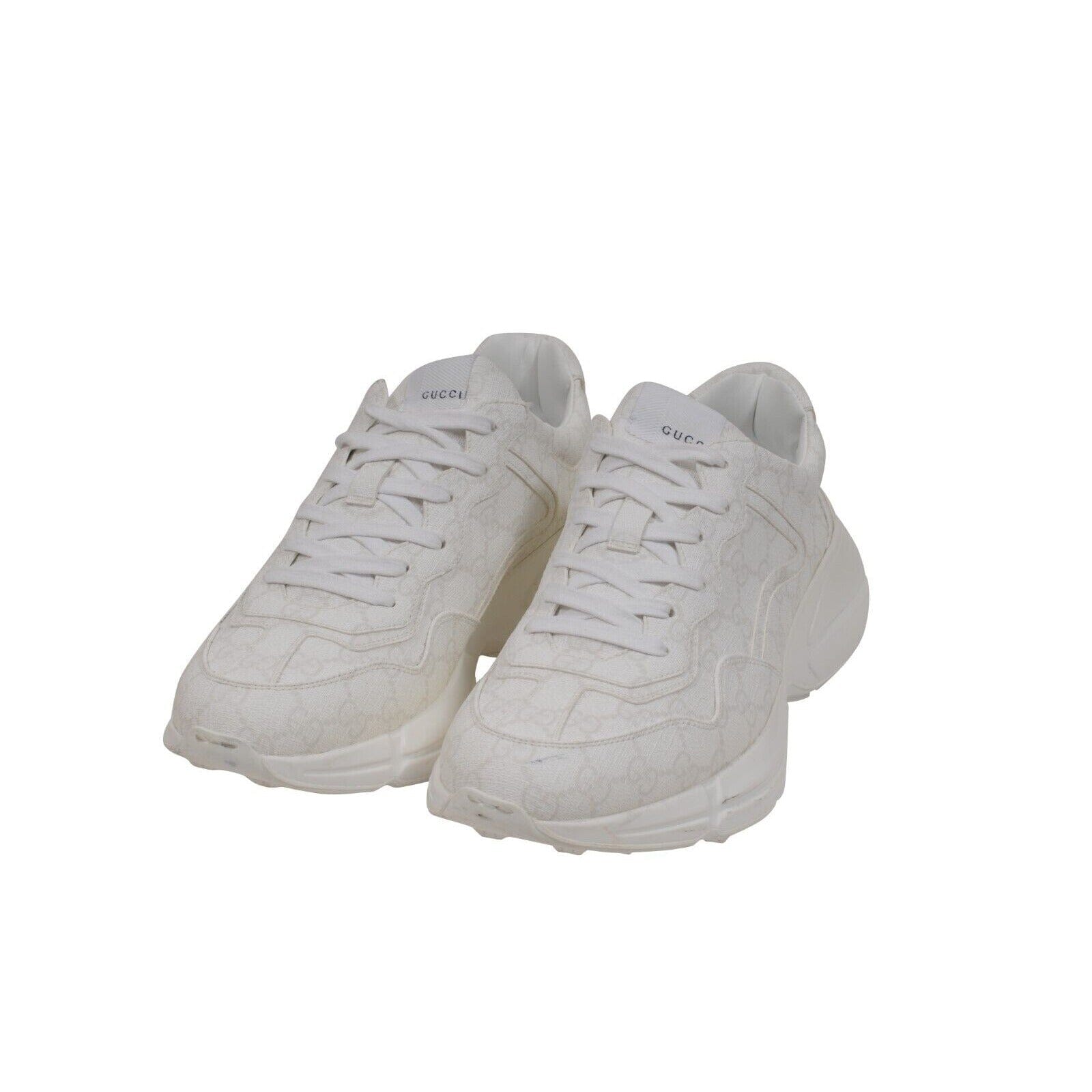Gucci Men GG Logo Rhyton Sneakers Size US 9.5 G 9 White 