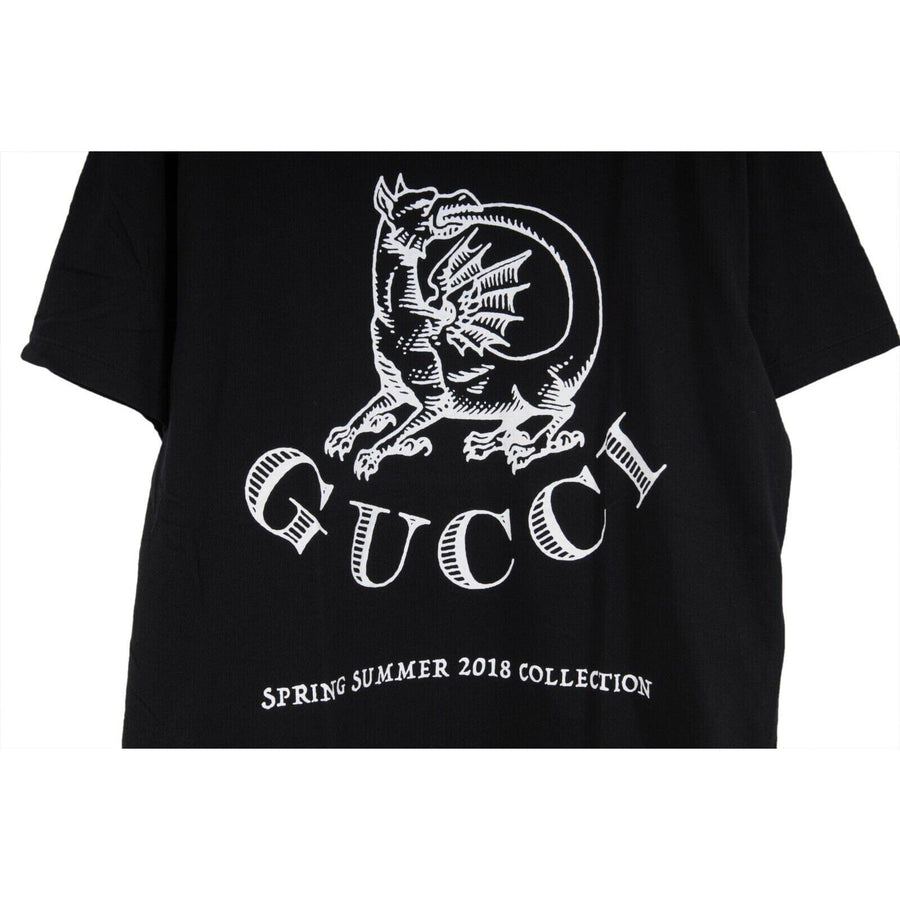 Gucci Mens SS 18 Dragon Logo T Shirt Size Medium Black White 100 Cotton THE ECHELON