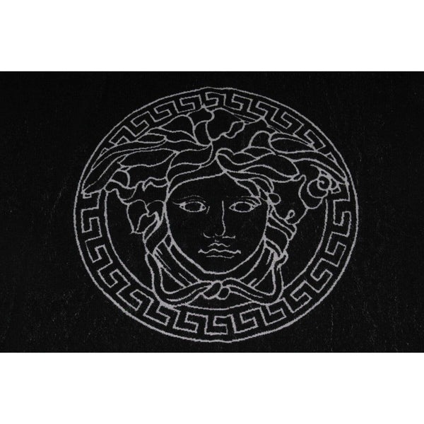 Versace Medusa Head Logo Greca Fringe Throw Blanket Black Grey Rug ...