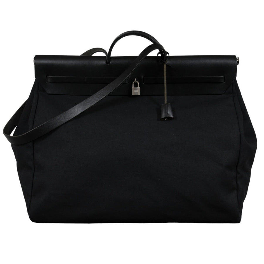 Hermes Herbag 50 GM Black Leather Toile Travel Duffle Shoulder Carry Weekend Bag – THE-ECHELON