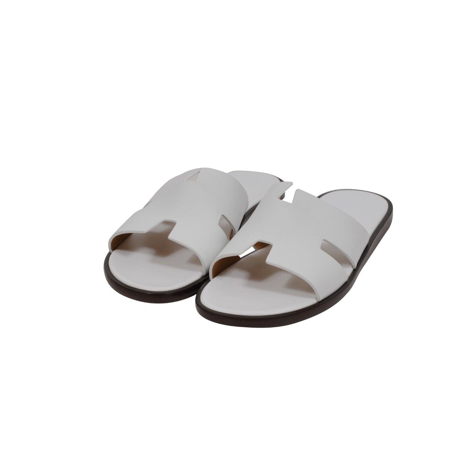 Hermes Mens Izmir Sandals Size US 11.5 IT 44.5 White Leather H