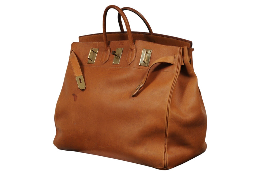 Hermes Vintage Haut à Courroies Hac 50 Birkin Natural Tan Brass Hardware Travel Duffle Bag HERMÈS 