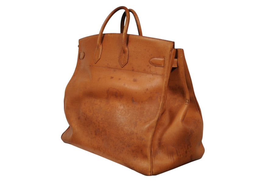 Hermes Vintage Haut à Courroies Hac 50 Birkin Natural Tan Brass Hardware Travel Duffle Bag HERMÈS 