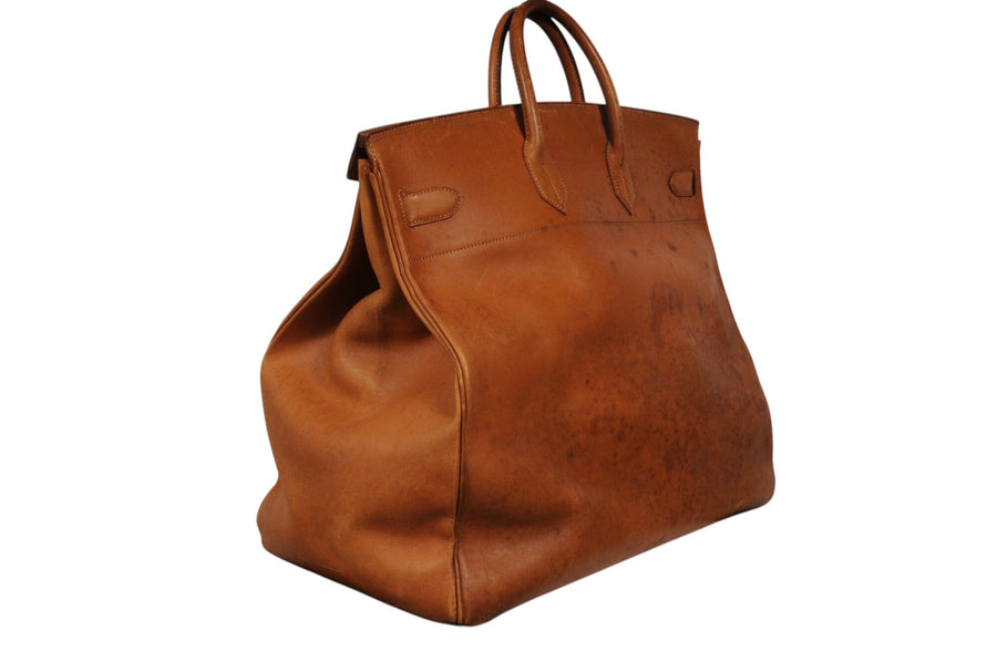 Hermes Vintage Haut à Courroies Hac 50 Birkin Natural Tan Brass Hardware Travel Duffle Bag HERMÈS 