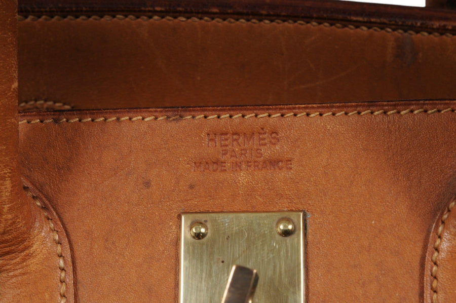 Hermes Vintage Haut à Courroies Hac 50 Birkin Natural Tan Brass Hardware Travel Duffle Bag HERMÈS 