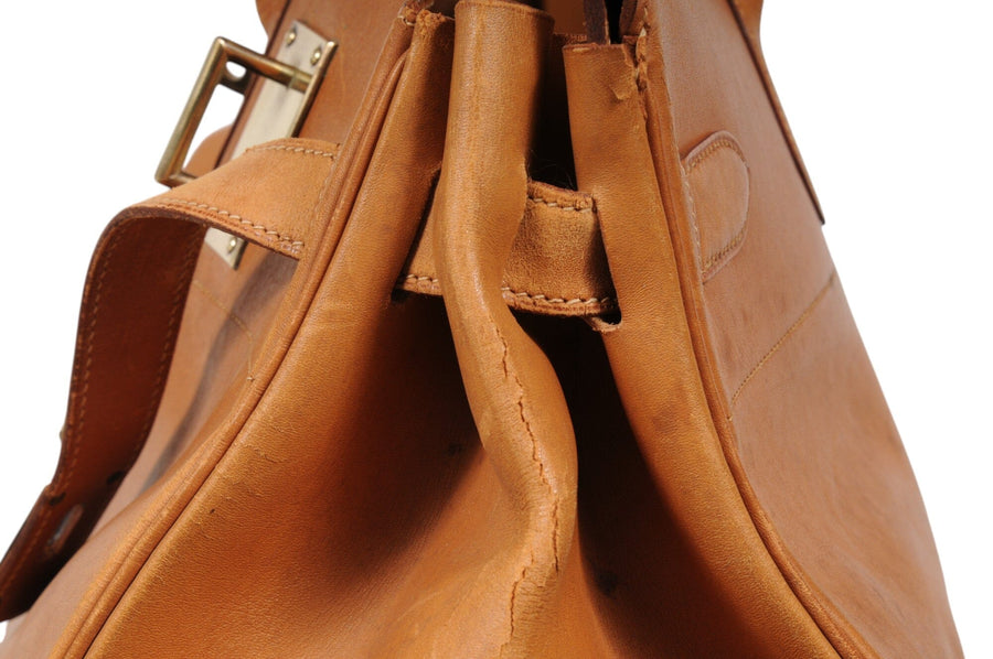 Hermes Vintage Haut à Courroies Hac 50 Birkin Natural Tan Brass Hardware Travel Duffle Bag HERMÈS 