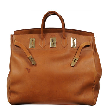 Hermes Vintage Haut à Courroies Hac 50 Birkin Natural Tan Brass Hardware Travel Duffle Bag HERMÈS 