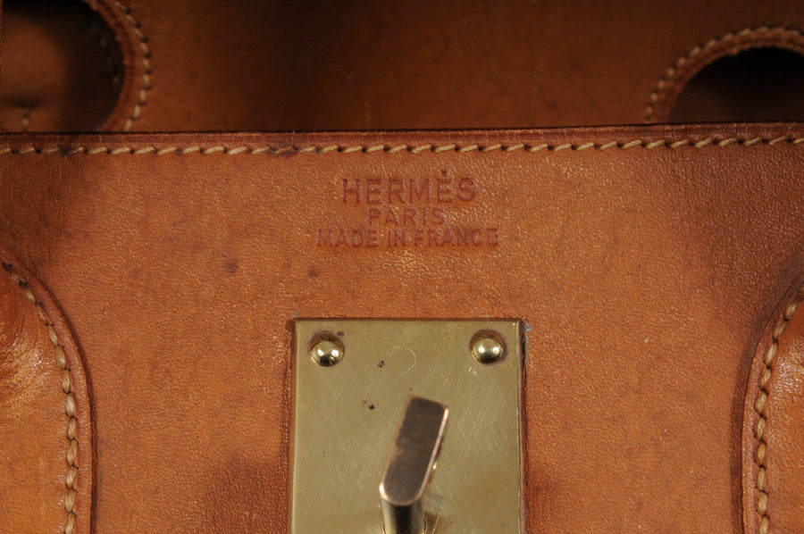 Hermes Vintage Haut à Courroies Hac 50 Birkin Natural Tan Brass Hardware Travel Duffle Bag HERMÈS 