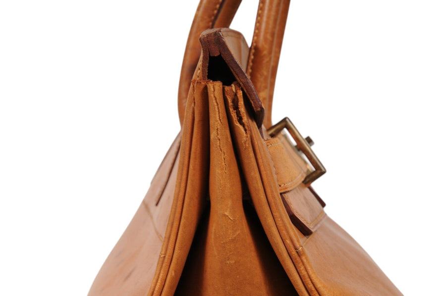 Hermes Vintage Haut à Courroies Hac 50 Birkin Natural Tan Brass Hardware Travel Duffle Bag HERMÈS 