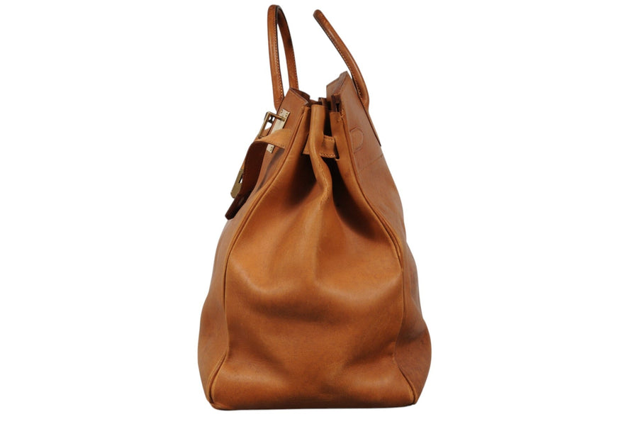 Hermes Vintage Haut à Courroies Hac 50 Birkin Natural Tan Brass Hardware Travel Duffle Bag HERMÈS 