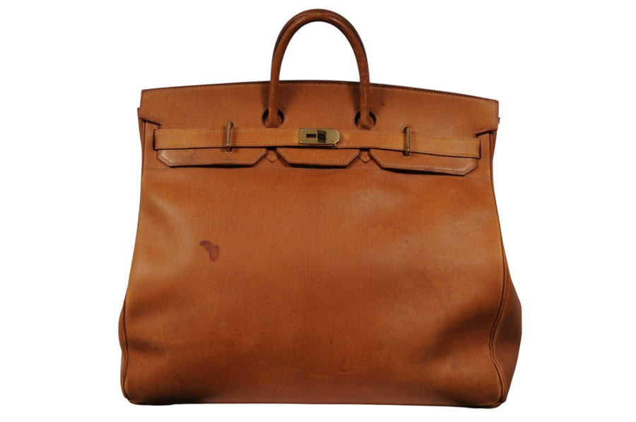 Hermes Vintage Haut à Courroies Hac 50 Birkin Natural Tan Brass Hardware Travel Duffle Bag HERMÈS 