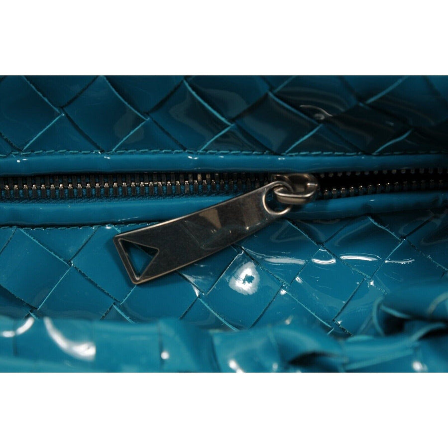 Jodie Mini Knotted Intrecciato Turquoise Blue Patent Leather Hobo Bottega Veneta 
