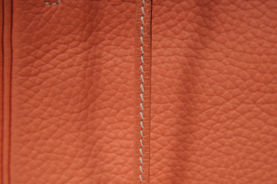 Kelly 32 Crevette Veau Taurillion Clemence Leather Pink Orange HERMES 