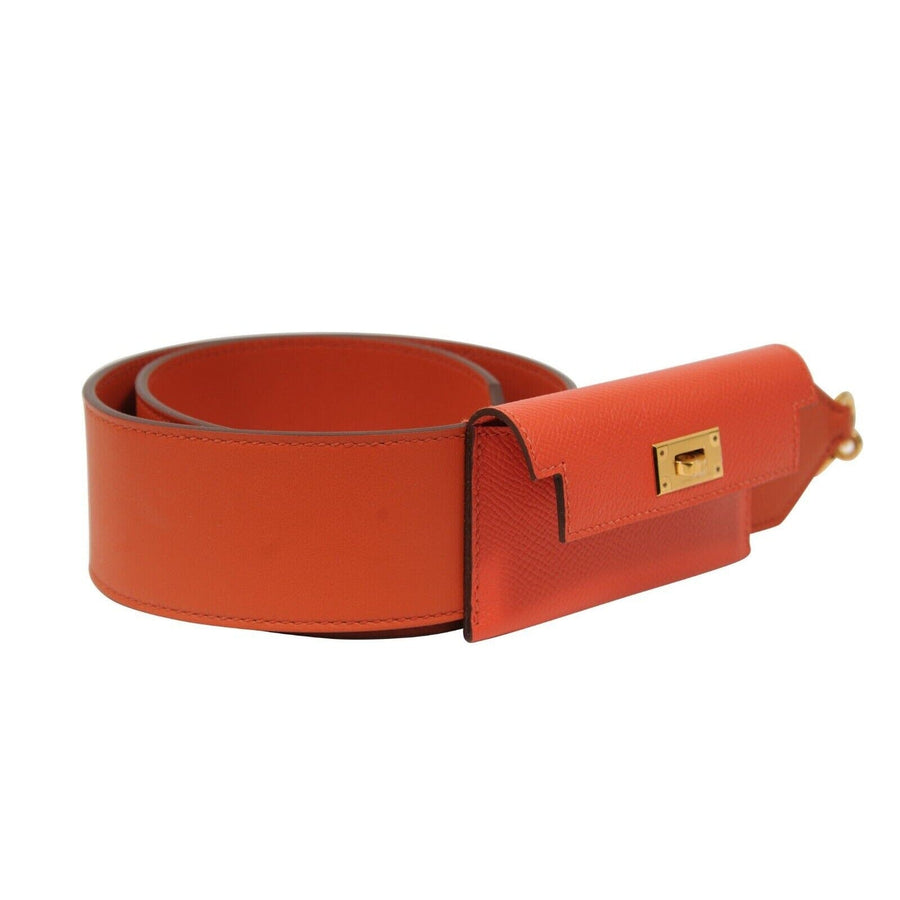 Kelly Pocket Bag Strap Swift Epsom Terre Battue Capucine Red Oran Leather HERMÈS 