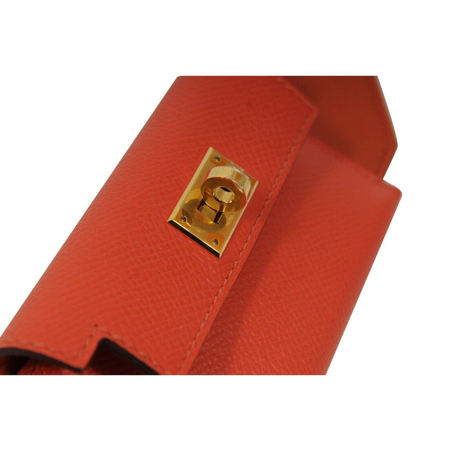 Kelly Pocket Bag Strap Swift Epsom Terre Battue Capucine Red Oran Leather HERMÈS 
