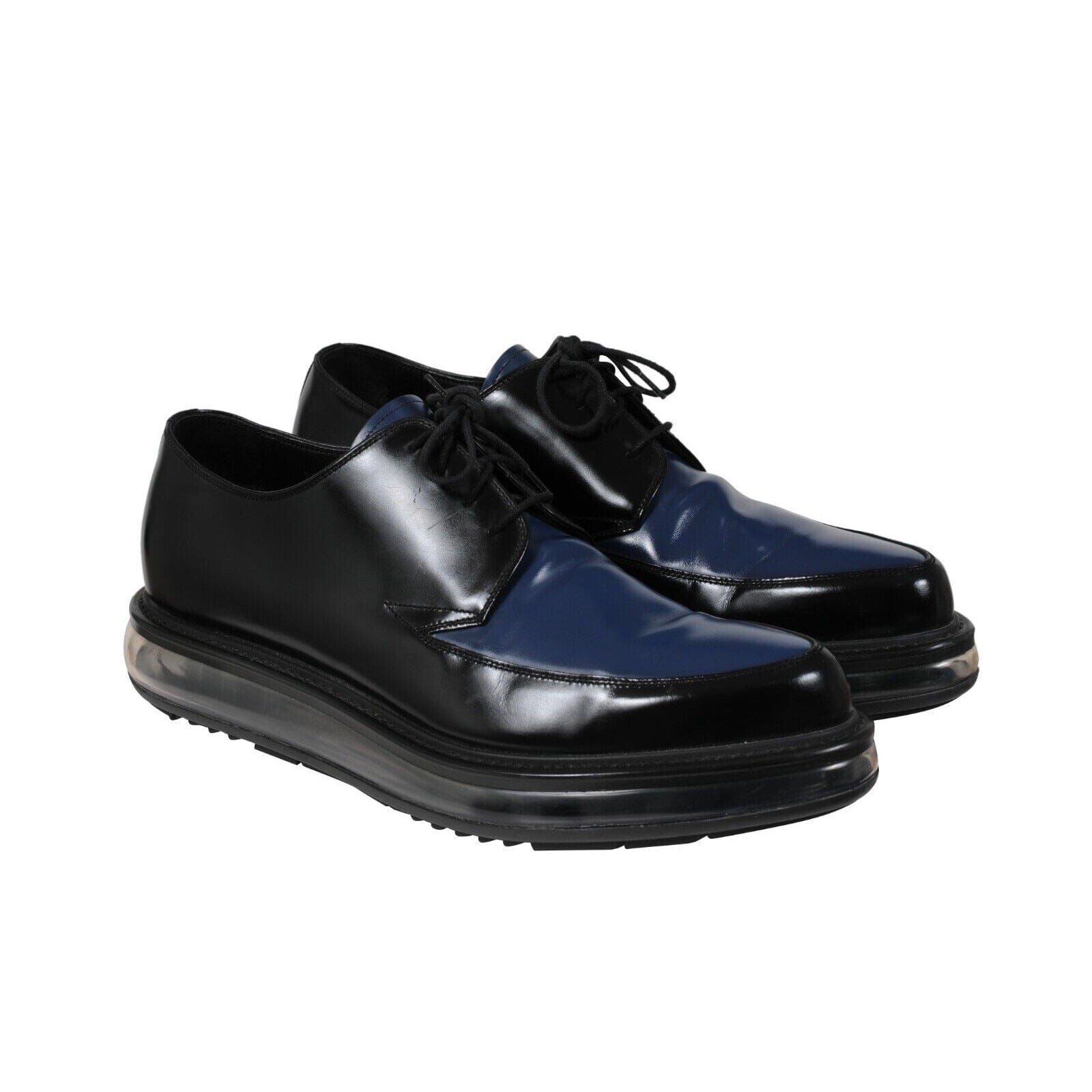 Prada Mens Levitate Derby Shoes US 11 UK 10 Black Blue Leather Point Toe Oxfords THE ECHELON