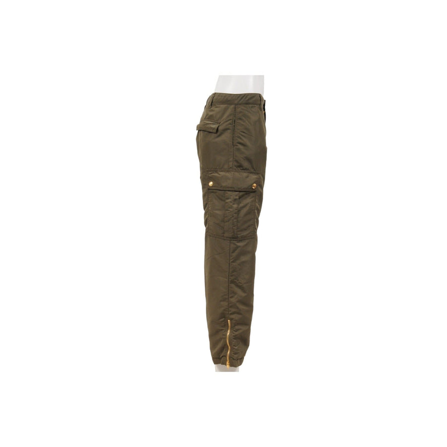 Lightweight Nylon Cargo Pants Olive Green Celine 