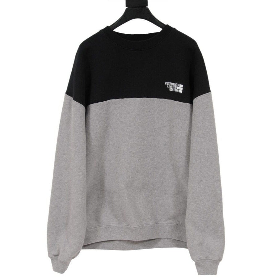 Limited Edition Grey Black Colorblock Logo Sweatshirt VETEMENTS 