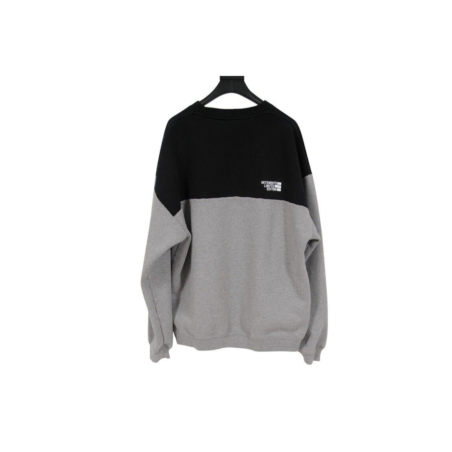 Limited Edition Grey Black Colorblock Logo Sweatshirt VETEMENTS 