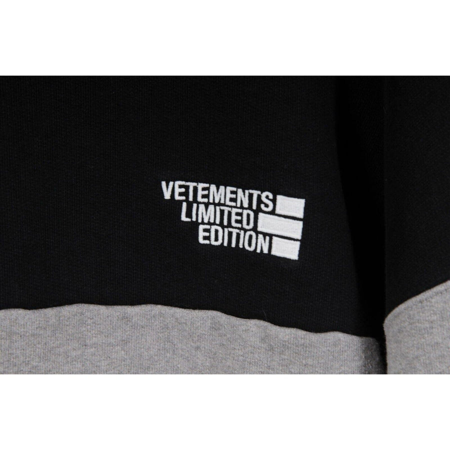 Limited Edition Grey Black Colorblock Logo Sweatshirt VETEMENTS 