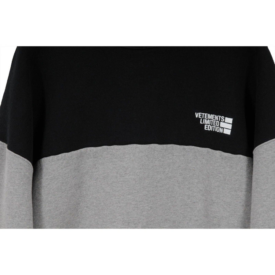 Limited Edition Grey Black Colorblock Logo Sweatshirt VETEMENTS 