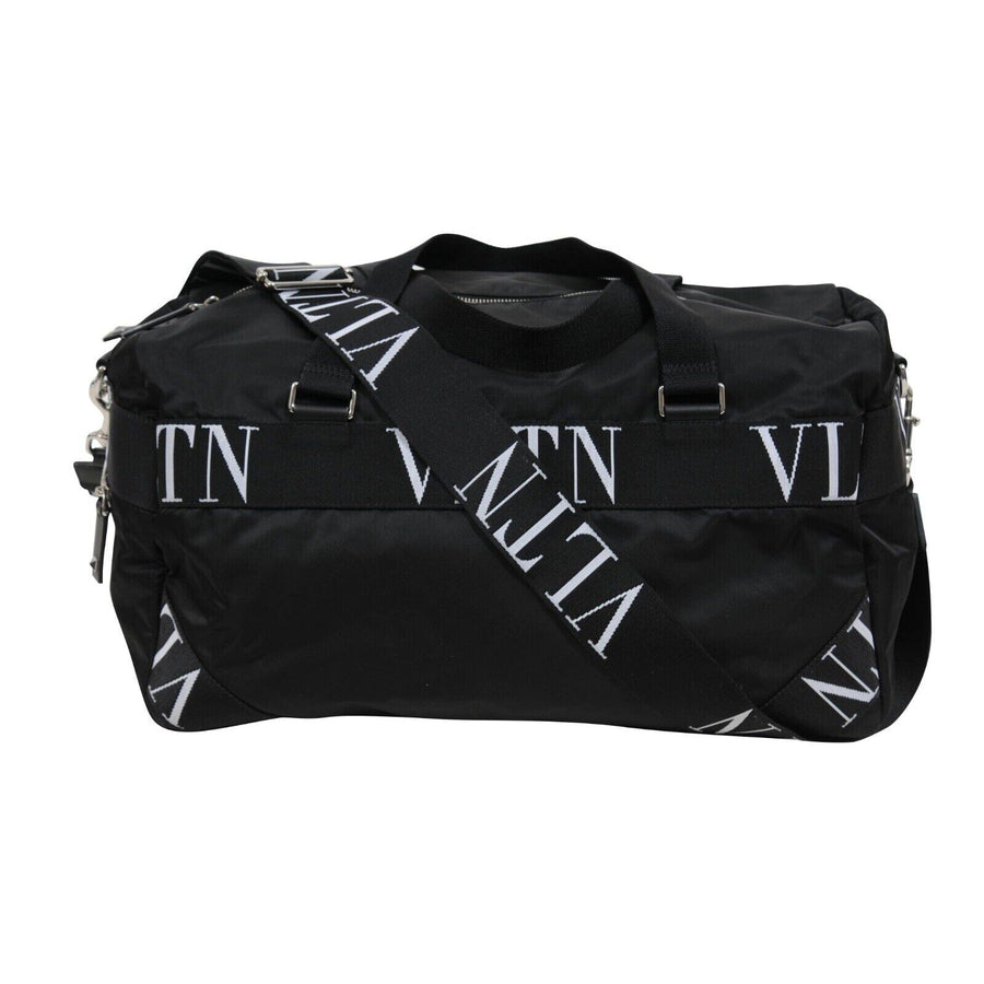 Logo Duffle Bag Black White Nylon Carry On Weekend Travel Bag Valentino 