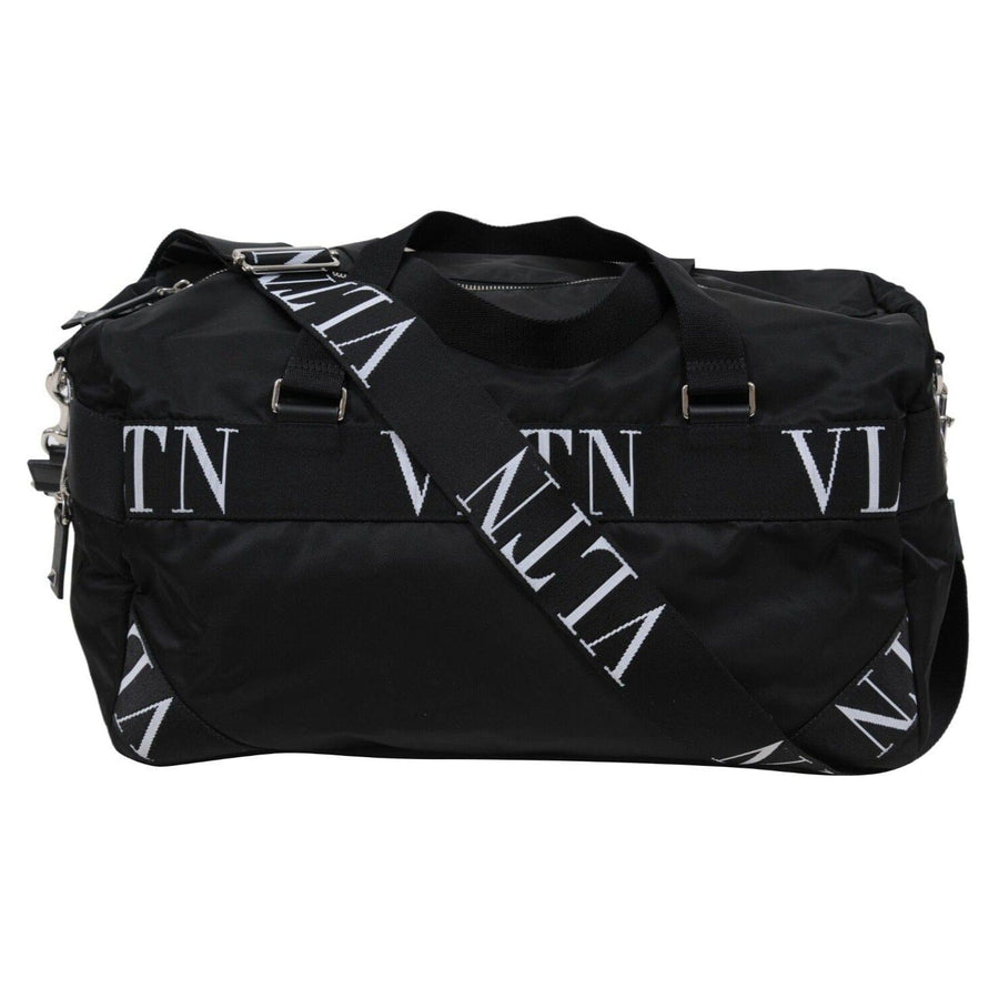 Logo Duffle Bag Black White Nylon Carry On Weekend Travel Bag Valentino 