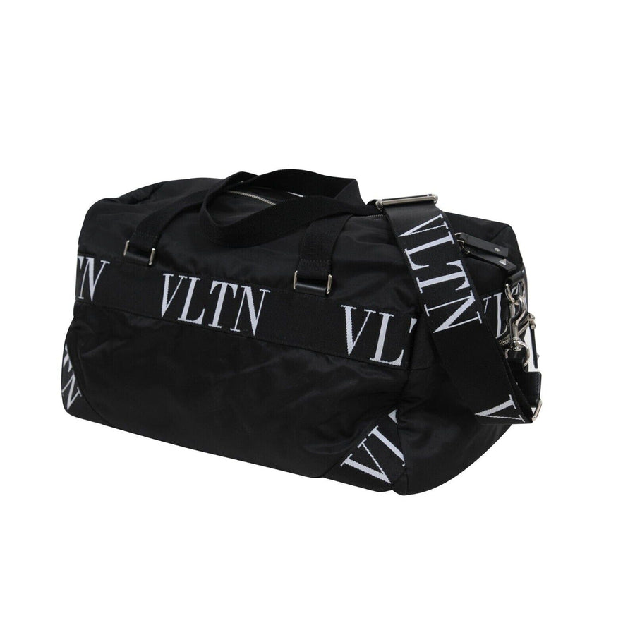 Logo Duffle Bag Black White Nylon Carry On Weekend Travel Bag Valentino 