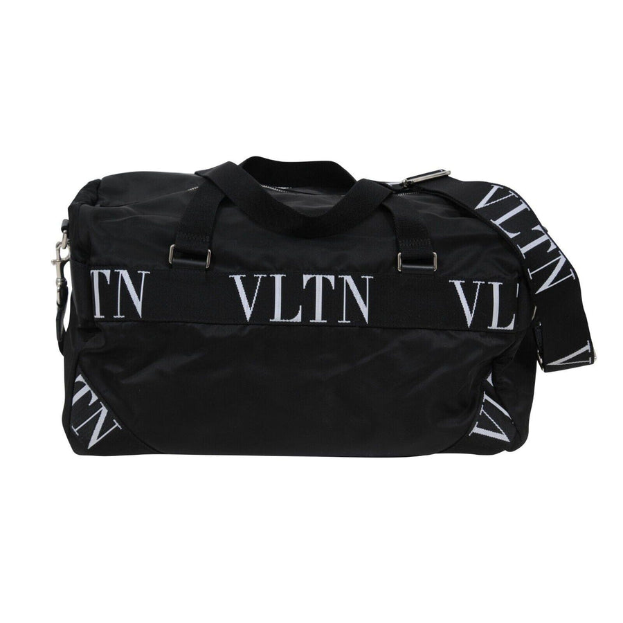 Logo Duffle Bag Black White Nylon Carry On Weekend Travel Bag Valentino 