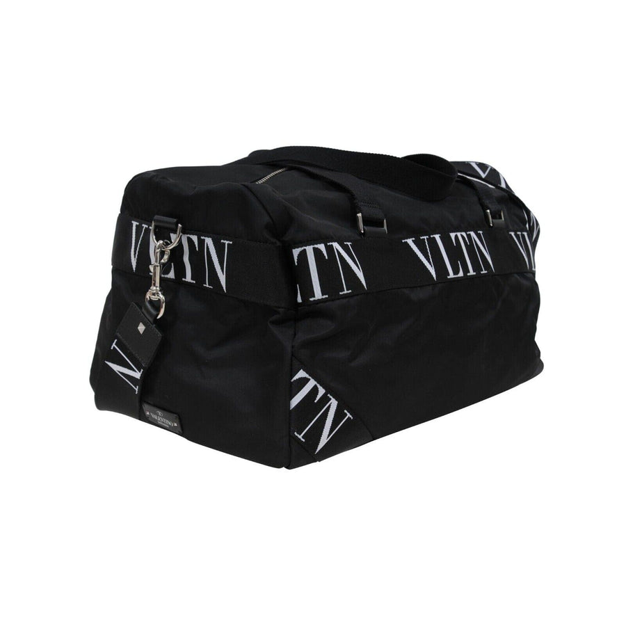 Logo Duffle Bag Black White Nylon Carry On Weekend Travel Bag Valentino 