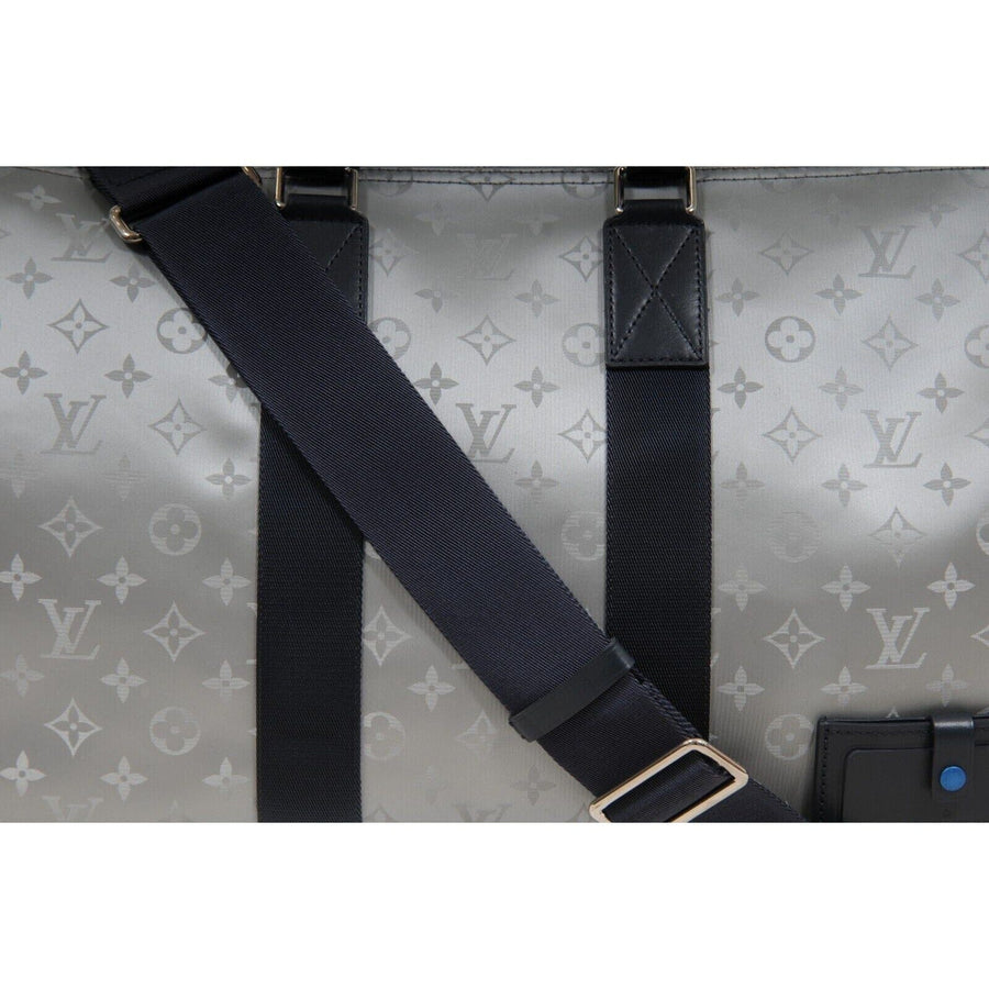 Logo Monogram Satellite Keepall Silver Duffle Bag Carry Travel Louis Vuitton 
