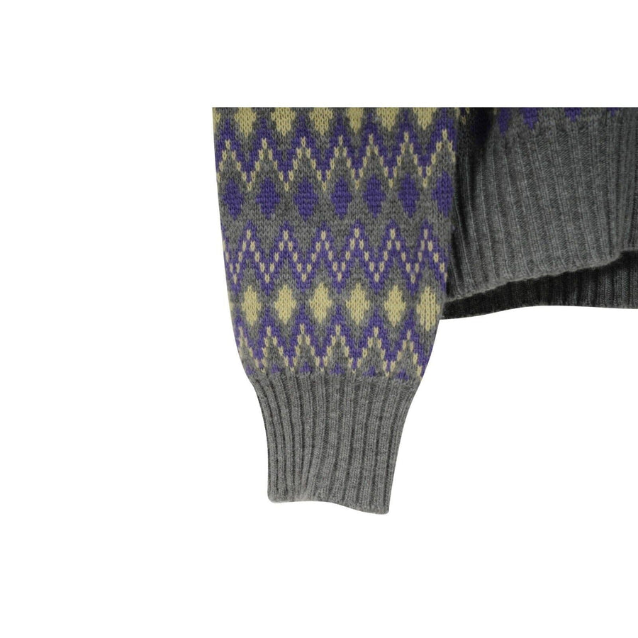 Logo Sweater Grey Argyle Wool Knitted Cashmere Blend Sportline Prada 