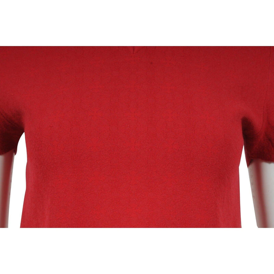 Logo V Neck Polo Crop Top Medium Red Viscose Blend Shirt Chrome Hearts 