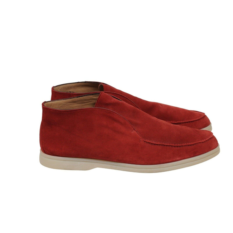 Loro Piana Open Walk Ankle Boots Size US 13 46 Red Suede Slip On Mid Top Chukkas Loro Piana 